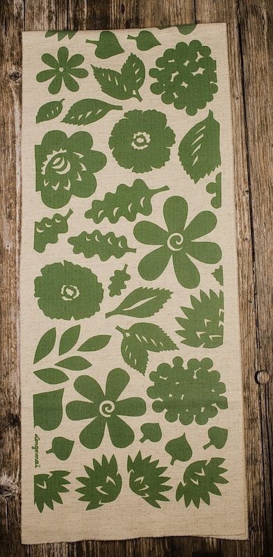 châle pure laine imprimé teinture végétale fleur vert